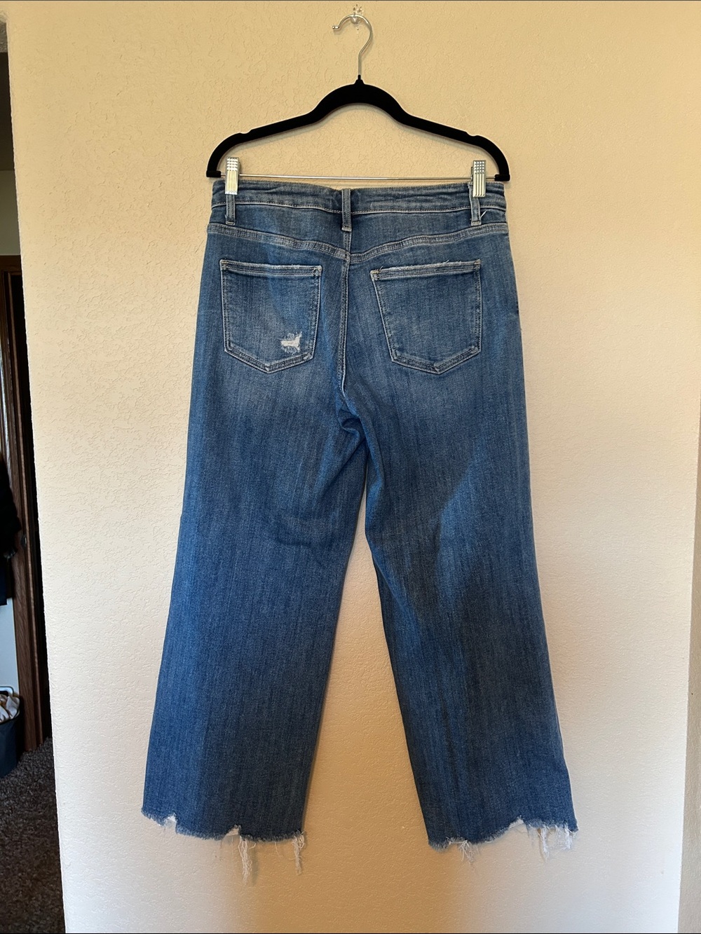 Lovervet by VERVET Wide Leg Cropped Jeans Women’s Size 28 Raw Hem Stretch - Picture 8 of 10
